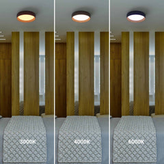 Lámpara de techo LED tipo plafón CCT 24W - Efecto madera - Ø40cm