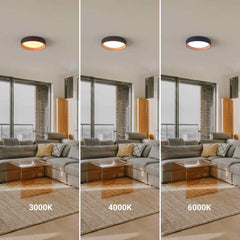 Lámpara de techo LED tipo plafón CCT 24W - Efecto madera - Ø40cm