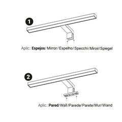 Aplique de baño para espejo 5W - Fijación espejo y mueble - 30cm