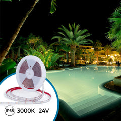 Tira LED 24V DC sumergible - Monocolor - 9.6W/m - 12mm - IP68 - 10 metros - 120ch/m