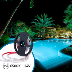 Tira LED 24V DC sumergible - Monocolor - 9.6W/m - 10mm - IP68 - 5 metros - 120ch/m