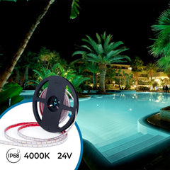 Tira LED 24V DC sumergible - Monocolor - 9.6W/m - 10mm - IP68 - 5 metros - 120ch/m
