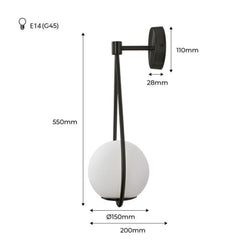 Aplique de pared bola cristal "Clara" - E14