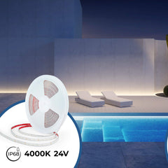 Tira LED 48V DC sumergible - Monocolor - 9.6W/m - 12mm - IP68 - 20 metros - 168ch/m