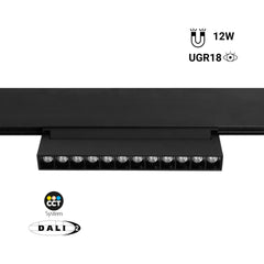 Foco lineal orientable para carril magnético 48V CCT - 12W - DALI regulable - UGR18