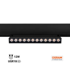 Foco lineal orientable para carril magnético 48V- 12W - Chip OSRAM - UGR18