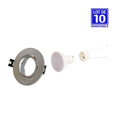 KIT x 10 - Aro downlight basculante + Bombilla GU10 5W + Casquillo GU10