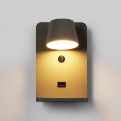 Aplique de pared para lectura con puerto USB "BASKOP W" - 6W - Base carga inalámbrica
