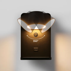Aplique de pared para lectura con puerto USB "BASKOP W" - 6W - Base carga inalámbrica