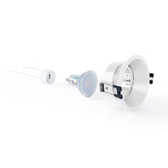 KIT Aro empotrable Ø93mm + Bombilla GU10 6W + Portalámparas