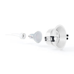KIT Aro empotrable Ø93mm + Bombilla GU10 6W + Portalámparas