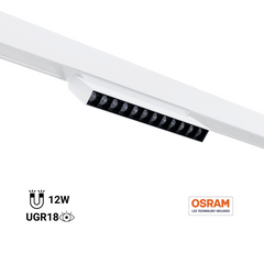Foco lineal orientable para carril magnético 48V- 12W - Chip OSRAM - UGR18