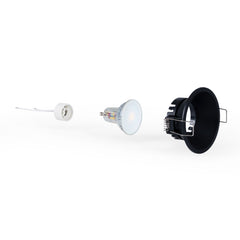 KIT Aro empotrable fijo Ø82mm + Bombilla GU10 6W + Portalámparas