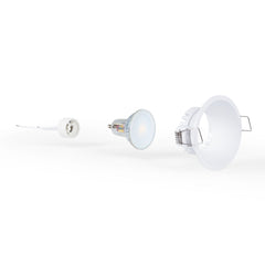 KIT Aro empotrable fijo Ø82mm + Bombilla GU10 6W + Portalámparas
