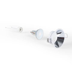 KIT Aro empotrable fijo Ø82mm + Bombilla GU10 6W + Portalámparas