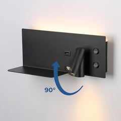 Aplique de pared para lectura con puerto USB "Kerta" - Iluminación doble - 3W+7W