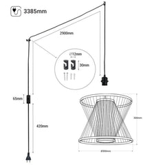 Lámpara colgante de bambú "Rise" con interruptor y enchufe