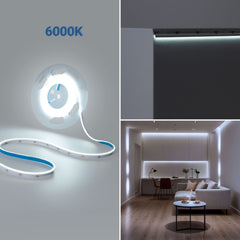 Tira LED COB 24V DC monocolor - Emisión lateral - 9W/m - 8mm - IP20 - Corte c/ 3cm - Rollo de 5 metros
