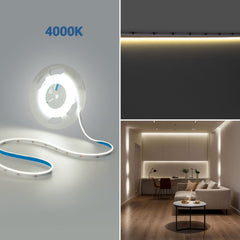 Tira LED COB 24V DC monocolor - Emisión lateral - 9W/m - 8mm - IP20 - Corte c/ 3cm - Rollo de 5 metros