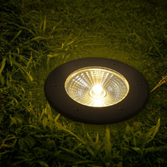 Baliza LED exterior suelo 18W - 12V DC - IP67 - Ø15cm -30º - RGB/3000K