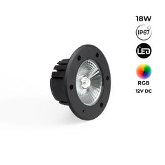 Baliza LED exterior suelo 18W - 12V DC - IP67 - Ø15cm -30º - RGB/3000K
