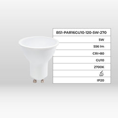 Bombilla LED GU10 - 5W - 120°