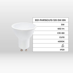 Bombilla LED GU10 - 5W - 120°