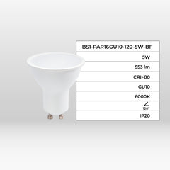 Bombilla LED GU10 - 5W - 120°