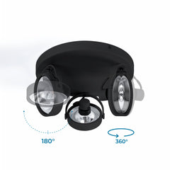 Aplique de techo triple orientable "IRIS 3" + 3 bombillas AR111