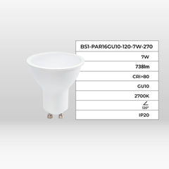 Bombilla LED GU10 - 7W - 120º