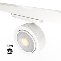 Proyector LED circular para carril trifásico 35W - ZOOM 15º- 45º - 4000K - CRI 90