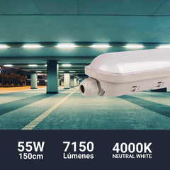 Pantalla estanca LED integrado enlazable 55W 150cm 7150Lm IP65