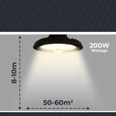 Campana LED UFO industrial 200W - CCT - Con sensor de movimiento - 170lm/W - Driver LIFUD - IP65 - 5 años garantía