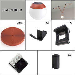 Lámpara configurable "Axia 3" - KIT lámpara bola 12W + cinta textil eléctrica + accesorios