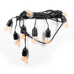 Kit guirnalda luces exterior 11,5 metros + 10 bombillas LED G45/E27 filamento 4W - 2200K - IP44
