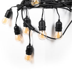Kit guirnalda luces exterior 11,5 metros + 10 bombillas LED G45/E27 filamento 4W - 2200K - IP44