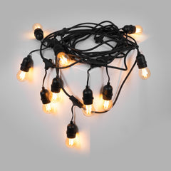 Kit guirnalda luces exterior 11,5 metros + 10 bombillas LED G45/E27 filamento 4W - 2200K - IP44