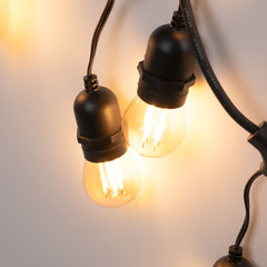 Kit guirnalda luces exterior 11,5 metros + 10 bombillas LED G45/E27 filamento 4W - 2200K - IP44