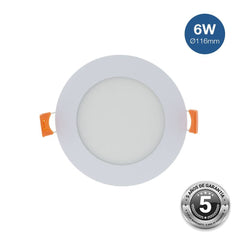 Downlight LED circular empotrable 6W - Corte Ø 110 mm - 5 años de garantía