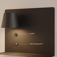 Aplique de pared para lectura con puerto USB "BASKOP" - 6W - Izquierda
