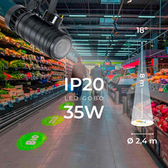Proyector de logos LED GOBO 35W rotativo interior - Óptica 18° - IP20