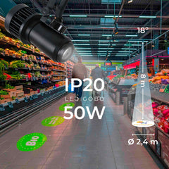 Proyector de logos LED GOBO 50W rotativo interior - Óptica 18° - IP20