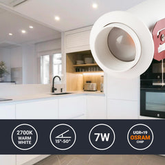 Foco de techo empotrable "ROMI" 7W - Zoom - Chip OSRAM - 2700K