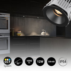 Downlight LED exterior 12W - CCT - Chip OSRAM - Driver PHILIPS - Corte Ø 75mm - IP54