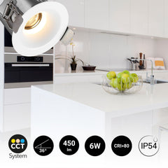 Downlight LED exterior 6W - CCT - Chip OSRAM - Driver PHILIPS - Corte Ø 55mm - IP54