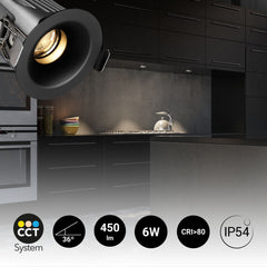 Downlight LED exterior 6W - CCT - Chip OSRAM - Driver PHILIPS - Corte Ø 55mm - IP54