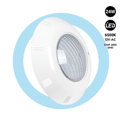 Foco LED sumergible para piscina de fibra - 12V AC - 24W - IP68 - Ø295mm