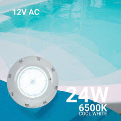 Foco LED sumergible para piscina de fibra - 12V AC - 24W - IP68 - Ø295mm