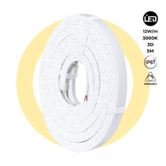 Neón LED flexible 3D 24V DC - 16x16mm - 5 metros - Kit completo - 12W/m - IP67 - Curvatura vertical y horizontal