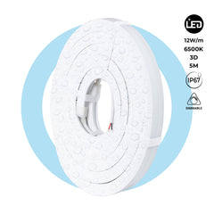 Neón LED flexible 3D 24V DC - 16x16mm - 5 metros - Kit completo - 12W/m - IP67 - Curvatura vertical y horizontal